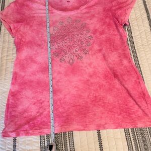 Style & Co. Pink Short Sleeve Tee with Rhinestone Medallion